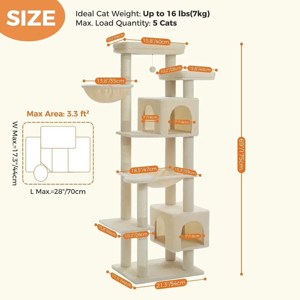 69 Large Cat Tree with Hammock - Cat Scratching Post recensie en prijs