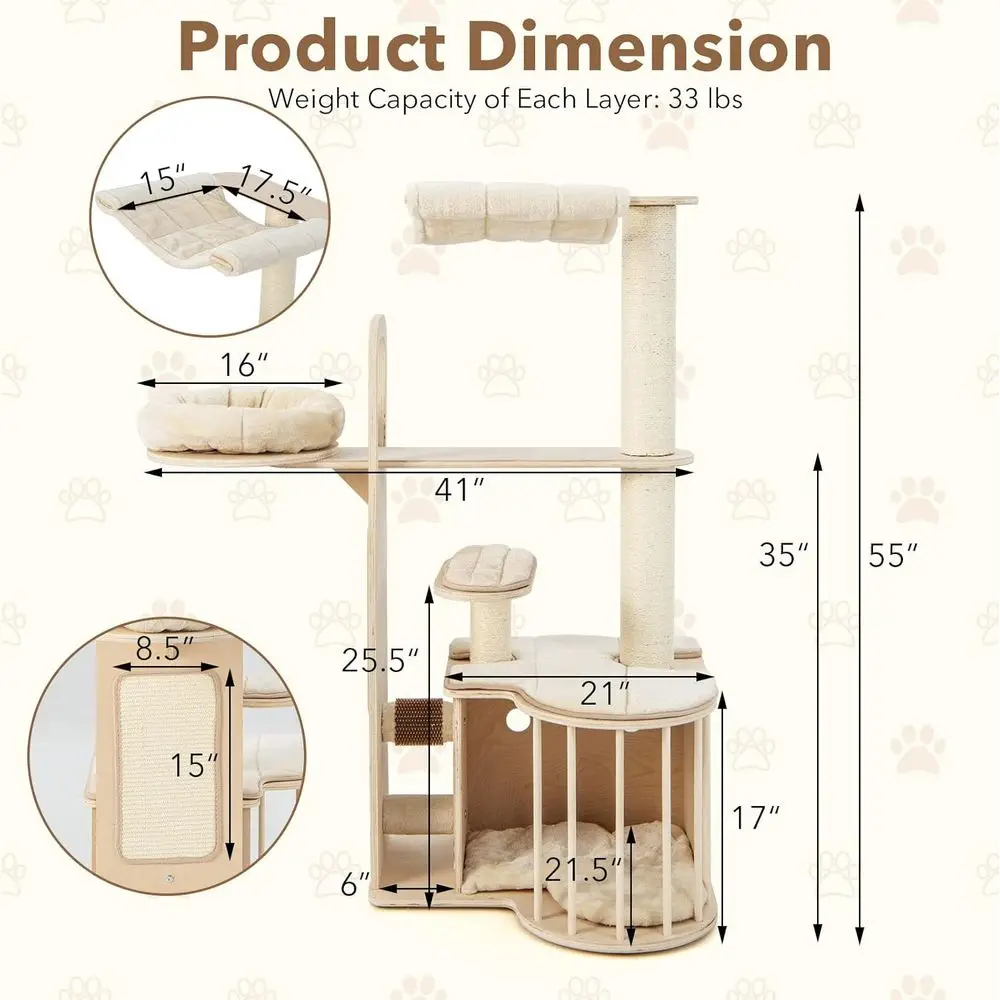 55 Multi-Level Cat Tower with  - Cat Scratching Post recensie en prijs