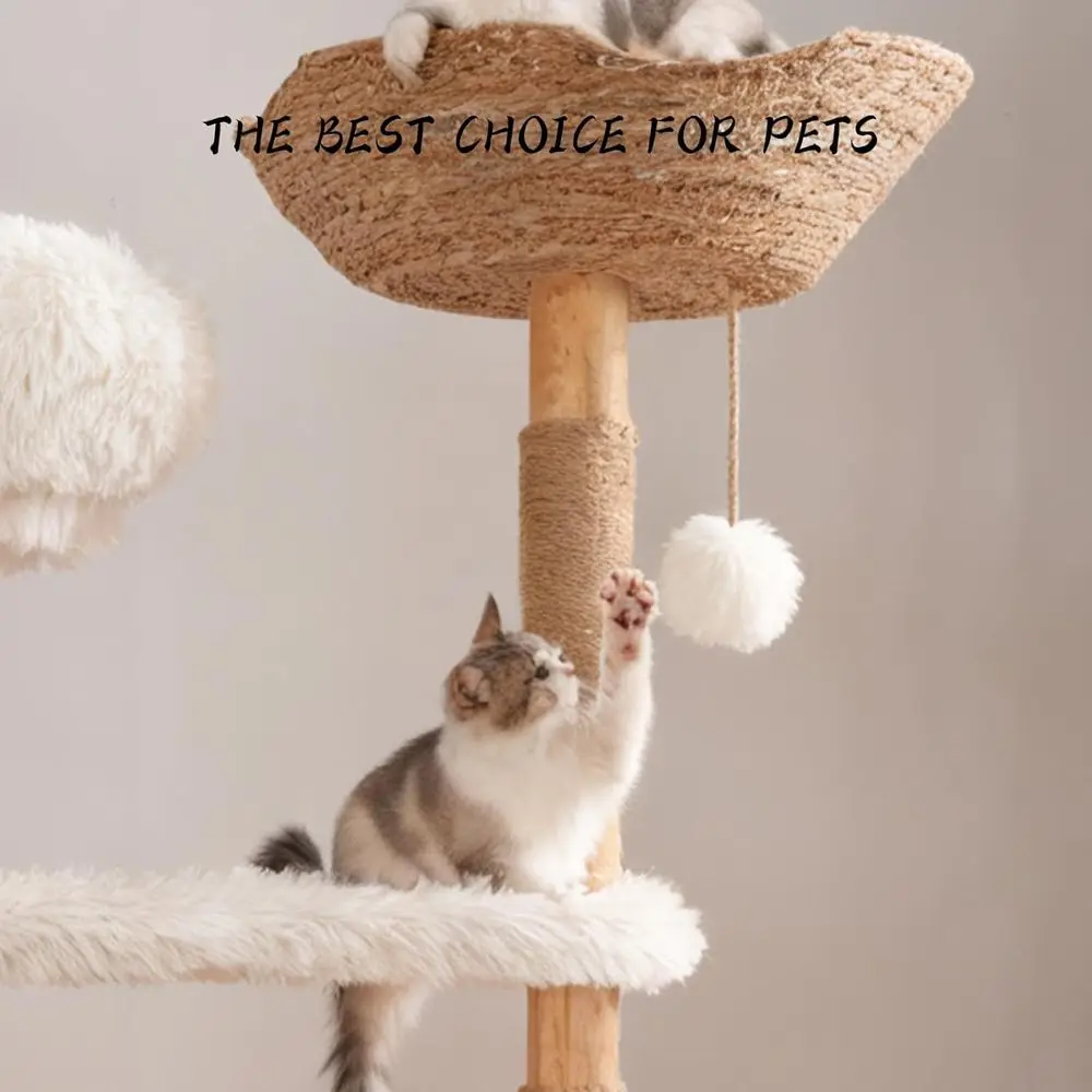 Natural Wooden Cat Tower with  - Cat Scratching Post recensie en prijs