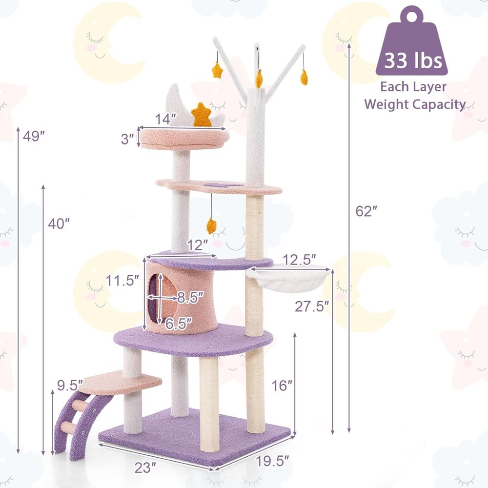 62-Inch Multi-Level Cat Tower  - Cat Scratching Post recensie en prijs